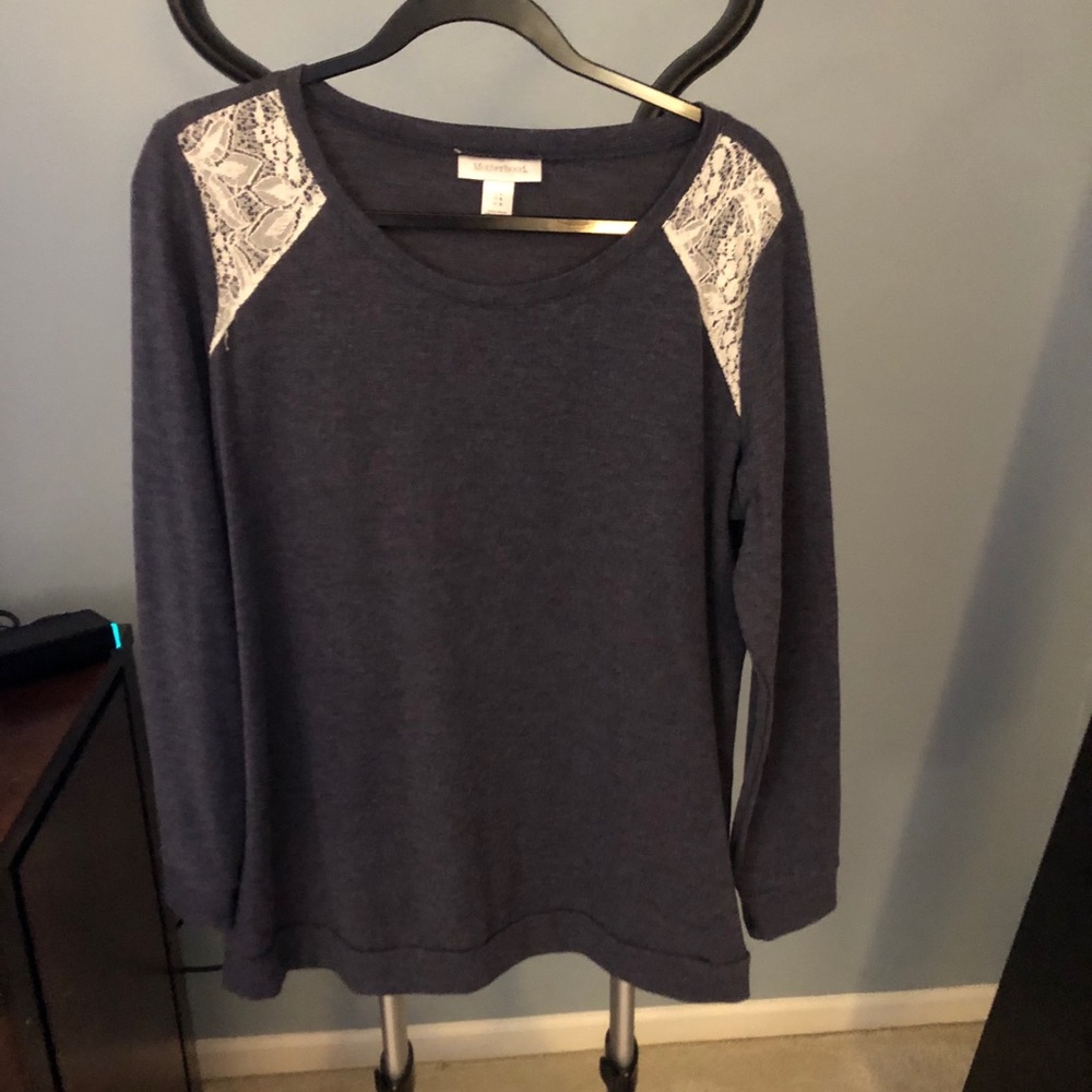 Motherhood maternity large blue lace shirt